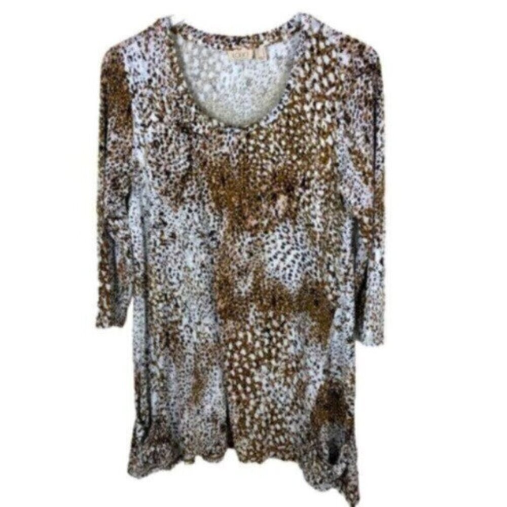 Logo Lori Goldstein | Women's Long Sleeves Animal Print Tunic Top Size Small